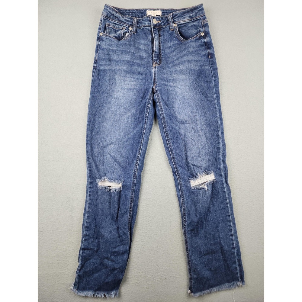 Harper Heritage Jeans Womens 28 Blue High Rise Straight Distressed Raw Hem Denim